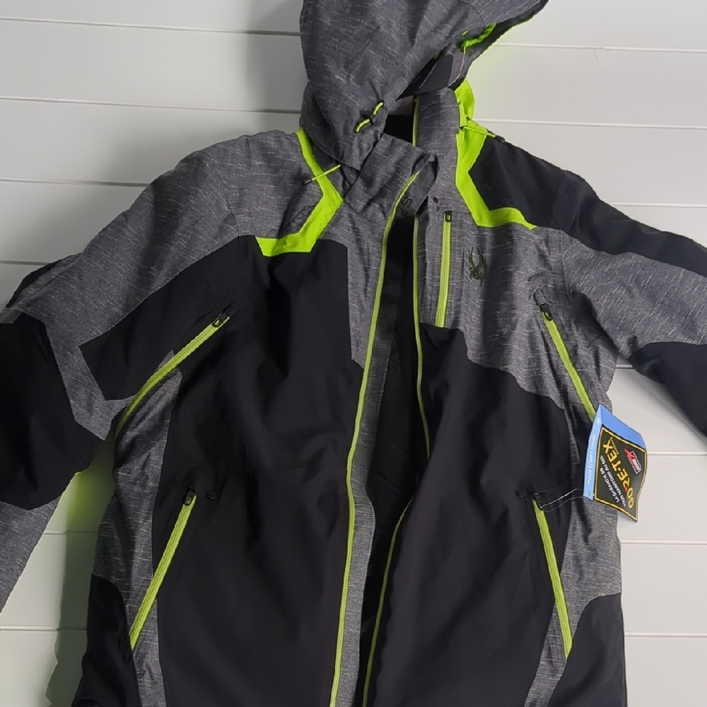 Spyder GORE-TEX Black, Gray & Neon Lime Weatherproof Jacket